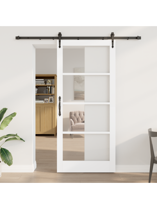 Liukuovi tarvikkeilla valkoinen 93x211 cm kiinteä puu mänty