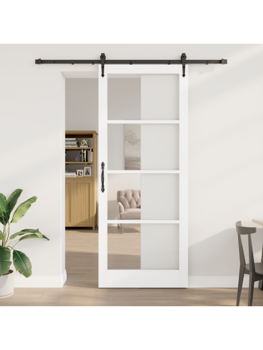 Liukuovi tarvikkeilla valkoinen 93x232 cm massiivimänty