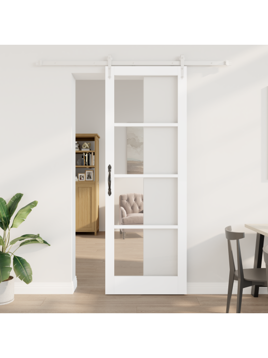 Liukuovi varusteilla valkoinen 83x232 cm massiivipuusta mänty