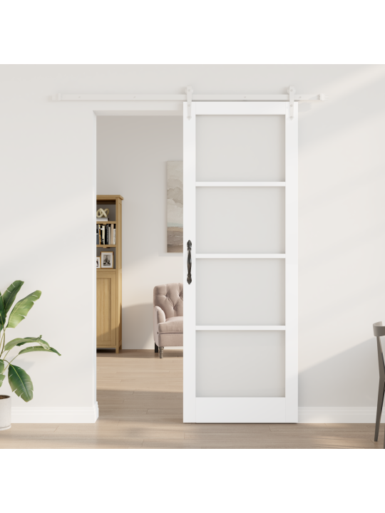 Liukuovi varusteilla valkoinen 83x232 cm massiivipuusta mänty