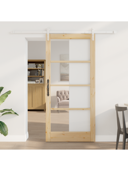 Liukuovi tarvikkeilla 93x202 cm täyspuu mänty