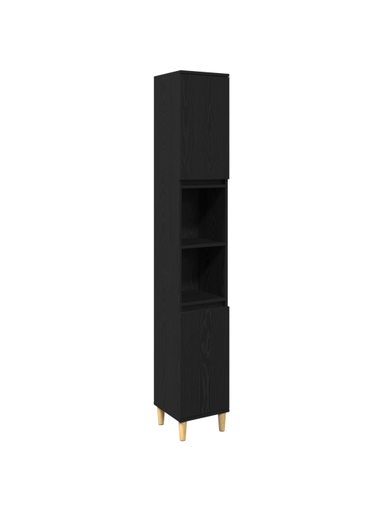 3 osan kylpyhuonekalustesarja Musta tammi Tekninen puu, Kylpyhuonekappi Musta tammi 30x30x190 cm Tekninen puu, Kylpyhuonekappi Musta tammi 30x30x100 cm Tekninen puu