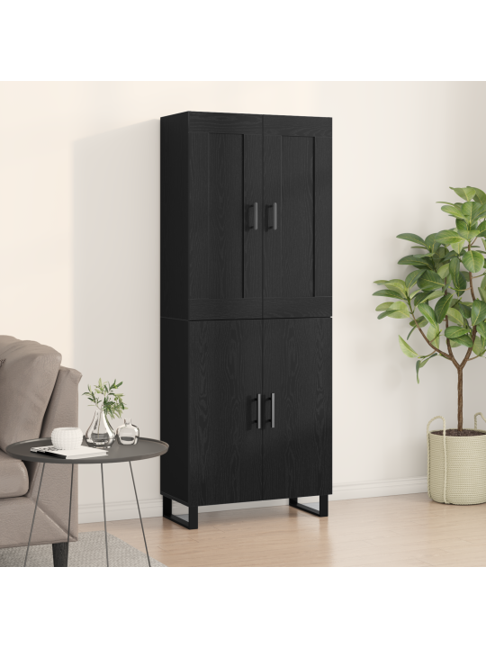 Korkeakaappi musta tammi 69.5x34x180 cm käsitelty puu