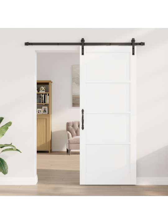 Liukuovi varusteineen valkoinen 86x211 cm massiivipuu mänty