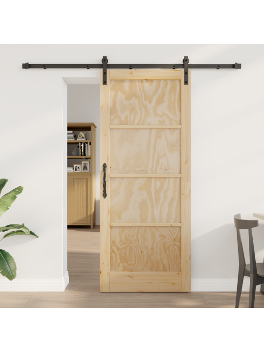 Liukuovi tarvikkeilla 83x202 cm massiivipuuta mäntyä