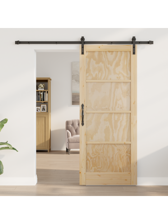 Liukuovi tarvikkeilla 83x202 cm massiivipuuta mäntyä