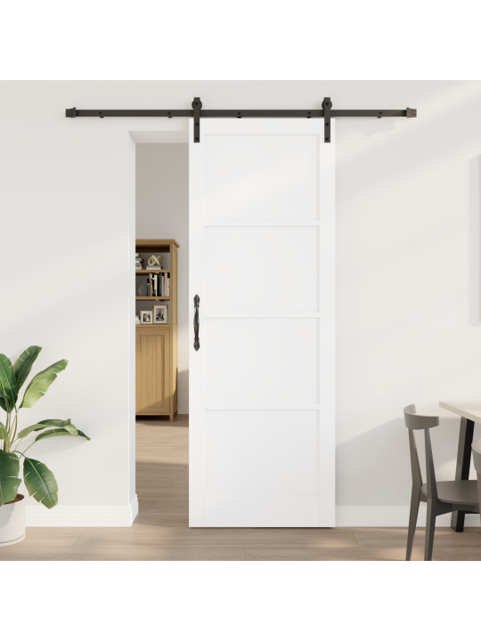 Liukuovi tarvikkeet set valkoinen 83x232 cm massiivipuusta mänty