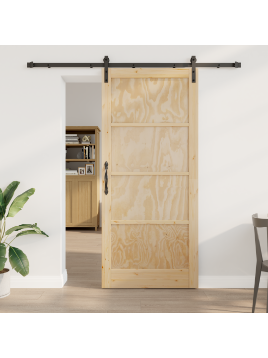 Liukuovi varustesarjalla 93x211 cm massiivipuusta mänty
