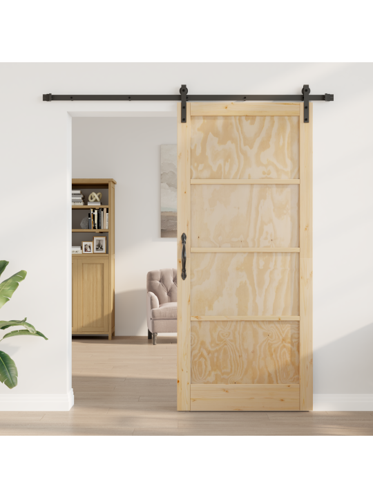 Liukuovi varustesarjalla 93x211 cm massiivipuusta mänty