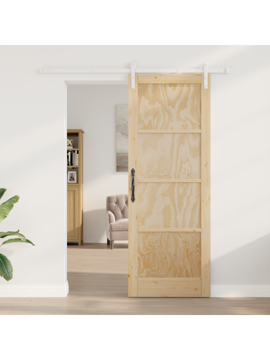 Liukuovi tarvikkeiden kanssa 78x211 cm kovapuuli mänty
