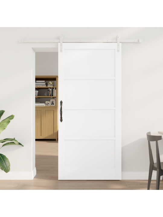 Liukuovi varusteineen valkoinen 93x202 cm massiivipuinen mänty