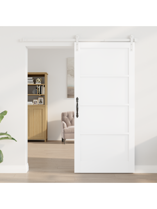 Liukuovi varusteineen valkoinen 93x202 cm massiivipuinen mänty