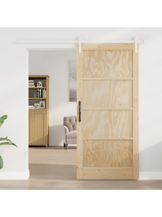 Liukuovi rautakiteleillä 93x202 cm massiivipuuta mänty