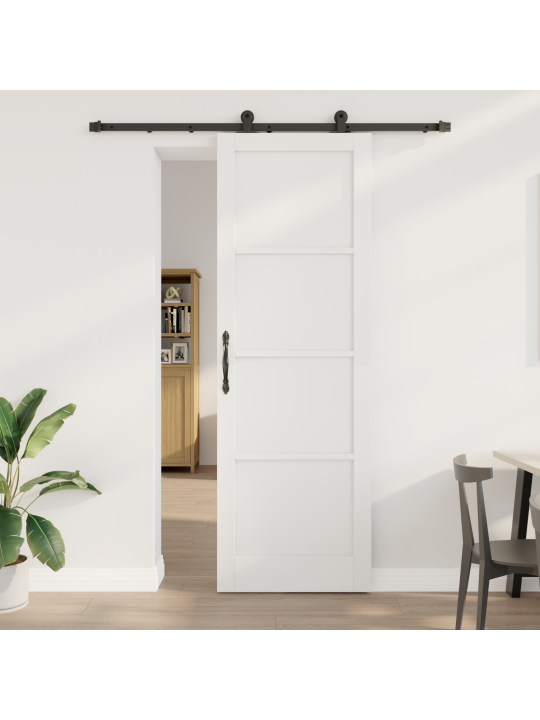 Liukuovi tarvikkeilla valkoinen 78x232 cm massiivipuinen mäntypuu