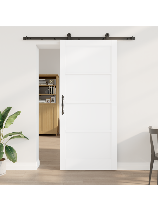 Liukuovi varusteilla valkoinen 93x211 cm massiivipuu mänty