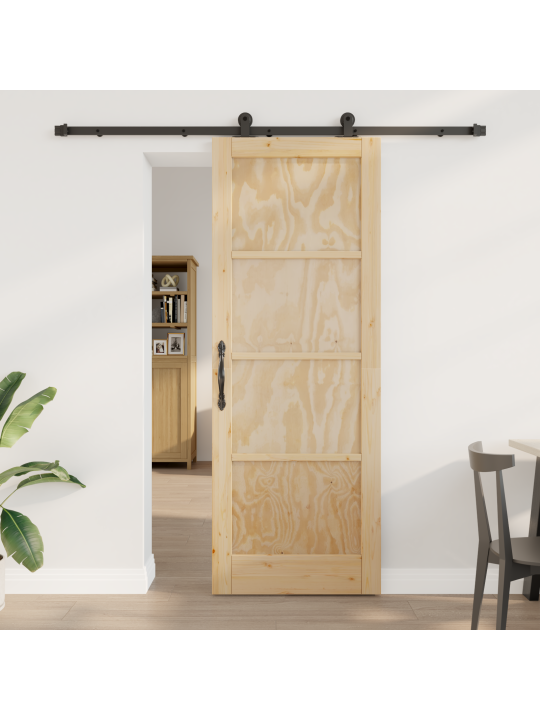 Liukuovi tarvikkeilla 78x211 cm massiivikoivusta