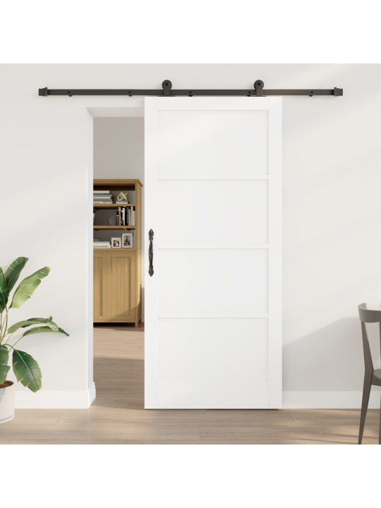 Liukuovi tarvikkeilla valkoinen 93x211 cm kiinteä puu mänty