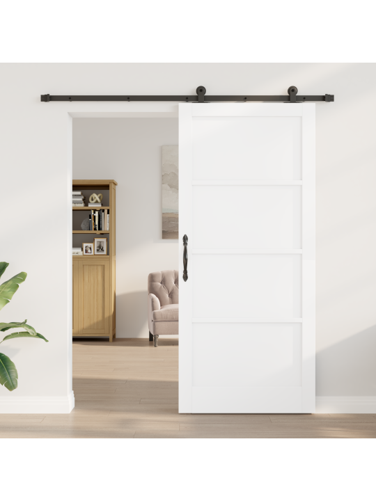 Liukuovi tarvikkeilla valkoinen 93x211 cm kiinteä puu mänty