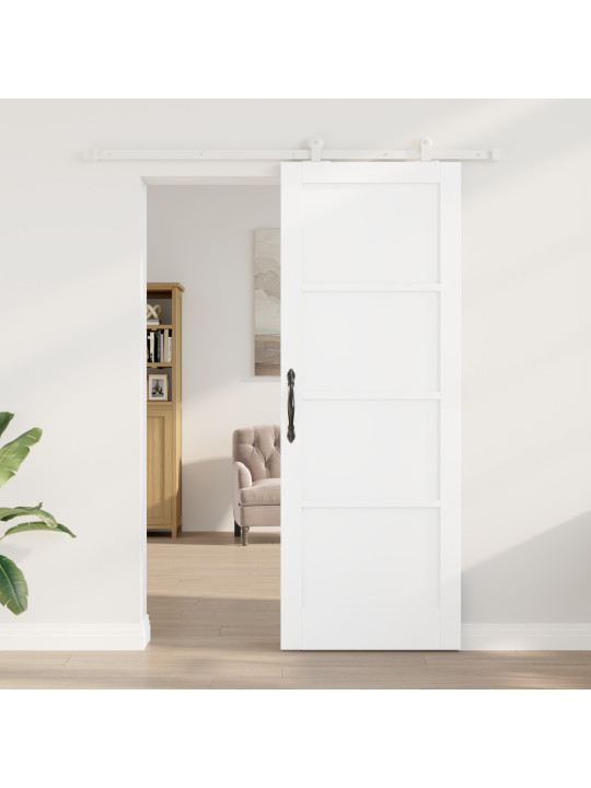 Liukuovi tarvikkeiden kera valkoinen 78x211 cm kiinteä puu mänty