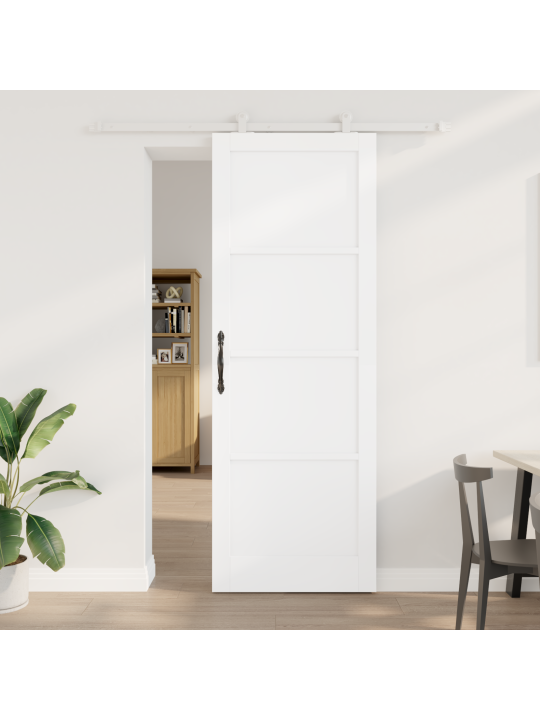Liukuovi varusteet valkoinen 83x232 cm massiivipuusta männystä