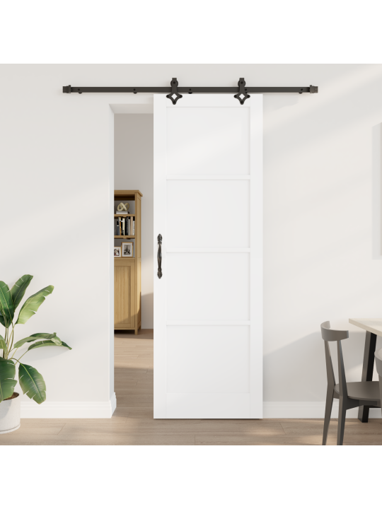 Liukuovi varusteilla valkoinen 78x232 cm massiivipuusta mänty