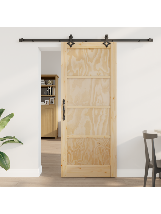 Liukuovi liukuvarustesetillä 83x202 cm massiivipuu mänty