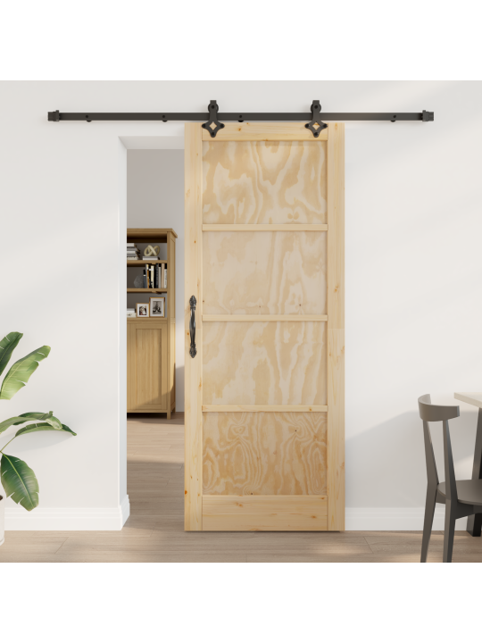 Liukuovi varusteiden kanssa 83x211 cm täysi mänty