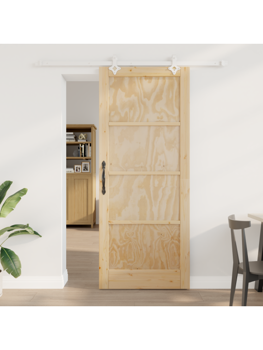 Liukuovi varusteineen 86x211 cm massiivipuusta mänty
