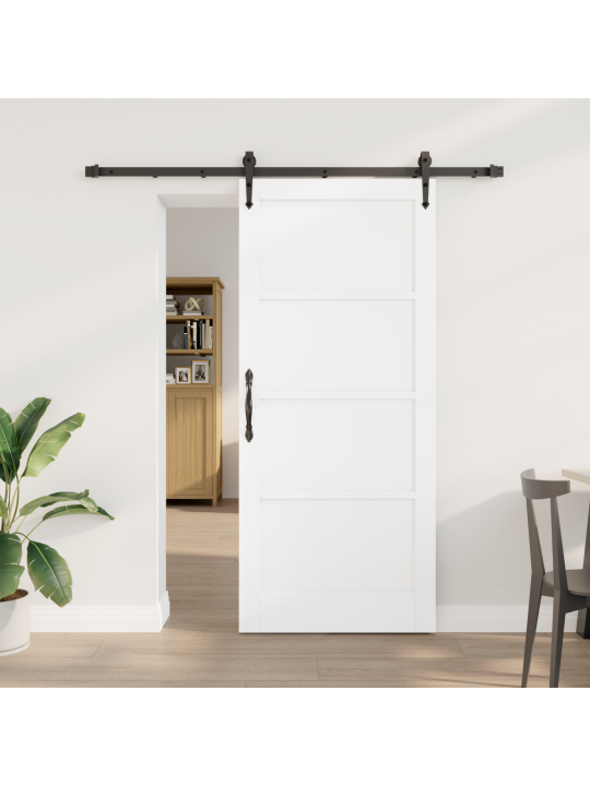 Liukuovi tarvikkeilla valkoinen 86x198.5 cm massiivipuusta männystä