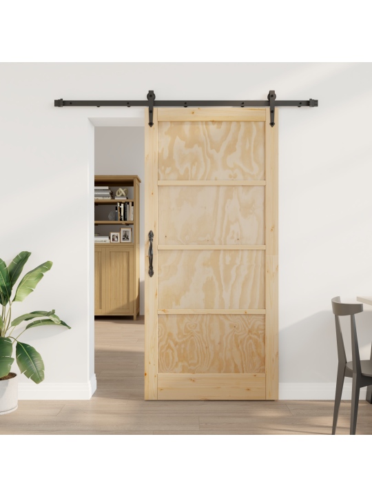 Liukuovi liukukomponenttien kanssa 93x202 cm massiivimänty