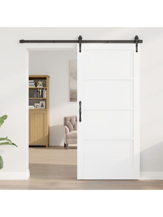 Liukuovi tarvikkeineen valkoinen 93x202 cm kestävä puu männystä