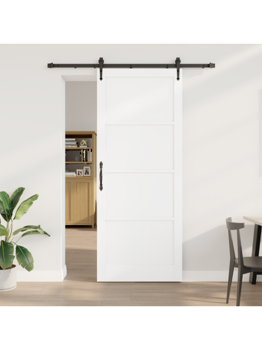 Liukuovi varustesarjalla valkoinen 93x232 cm massiivipuuta mänty
