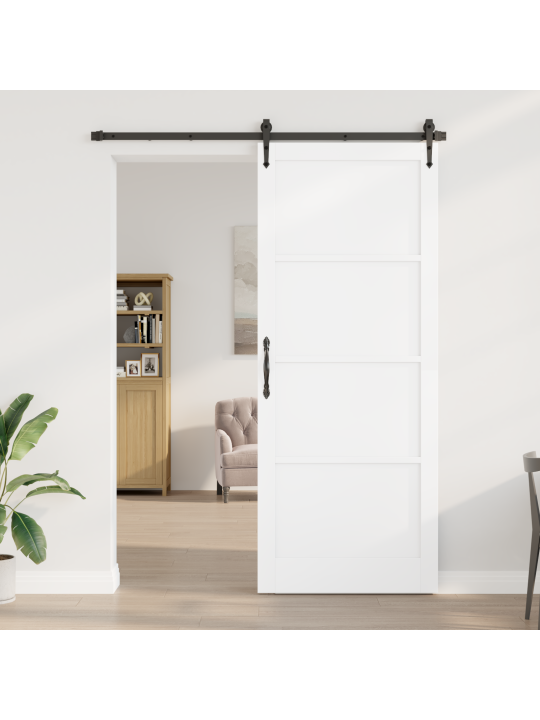 Liukuovi varustesarjalla valkoinen 93x232 cm massiivipuuta mänty