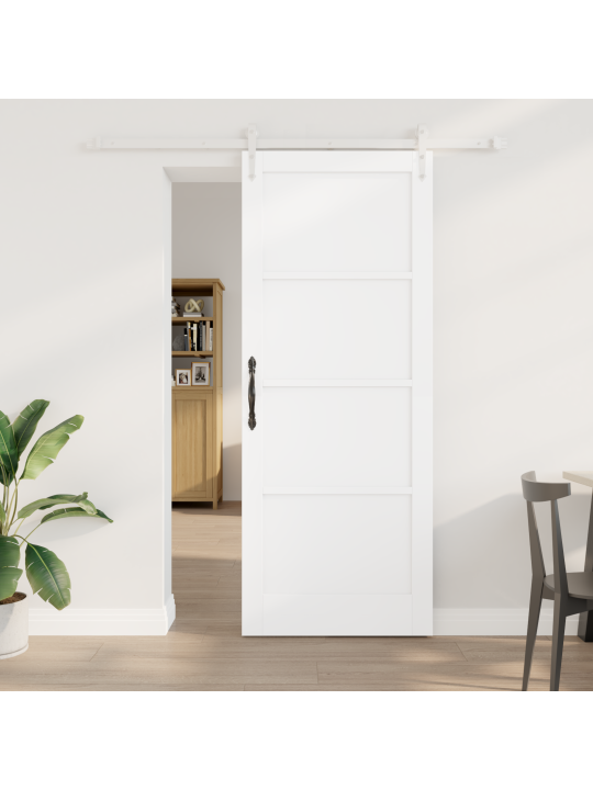 Liukuovi tarvikkeilla valkoinen 83x211 cm massiivipuu mänty