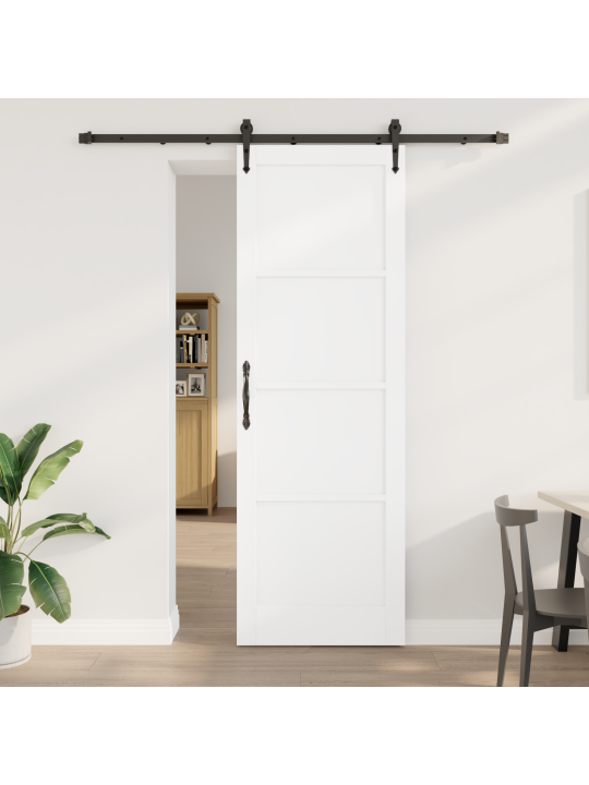 Liukuovi tarvikkeiden kanssa valkoinen 78x232 cm massiivipuusta pinjan puusta