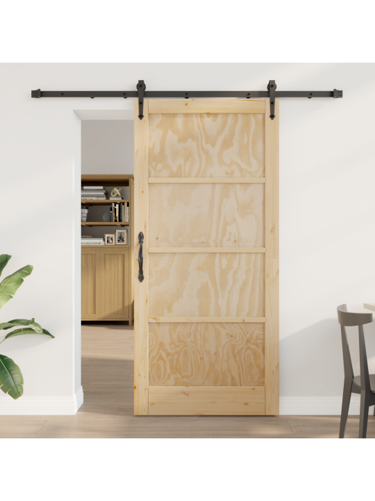 Liukuovi tarvikkeineen 93x202 cm massiivipuusta männystä
