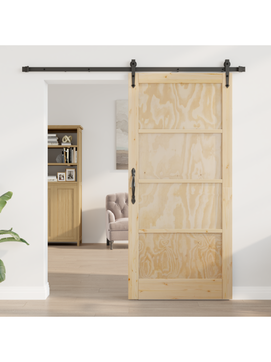 Liukuovi tarvikkeineen 93x202 cm massiivipuusta männystä