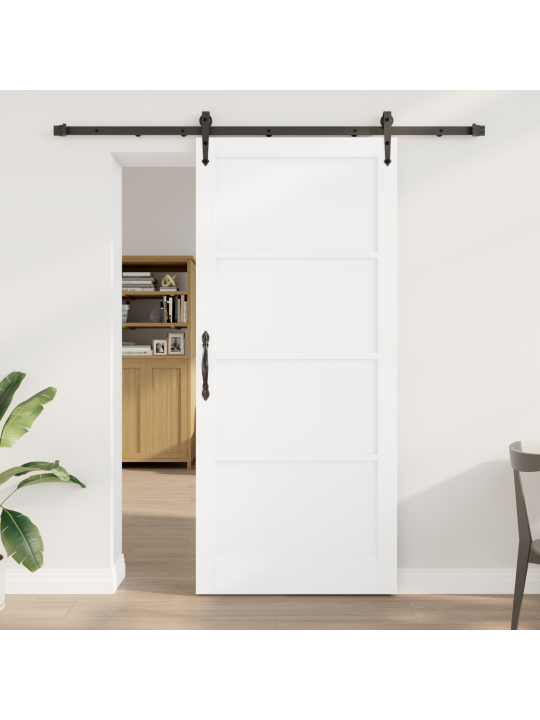 Liukuovi varustesarjalla valkoinen 93x211 cm massiivipuu mänty