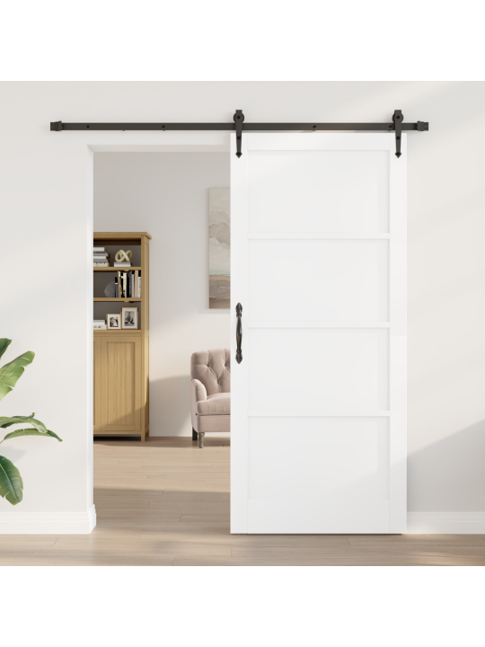 Liukuovi varustesarjalla valkoinen 93x211 cm massiivipuu mänty