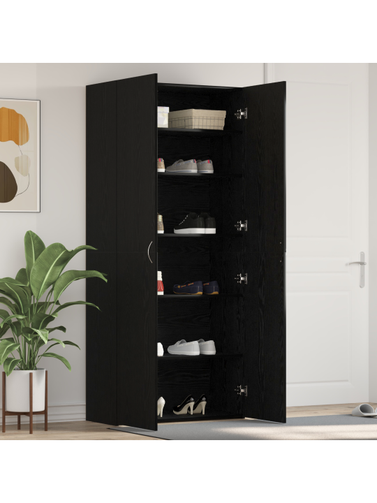 Kengäteline musta tammi 80x35,5x180 cm tekninen puu