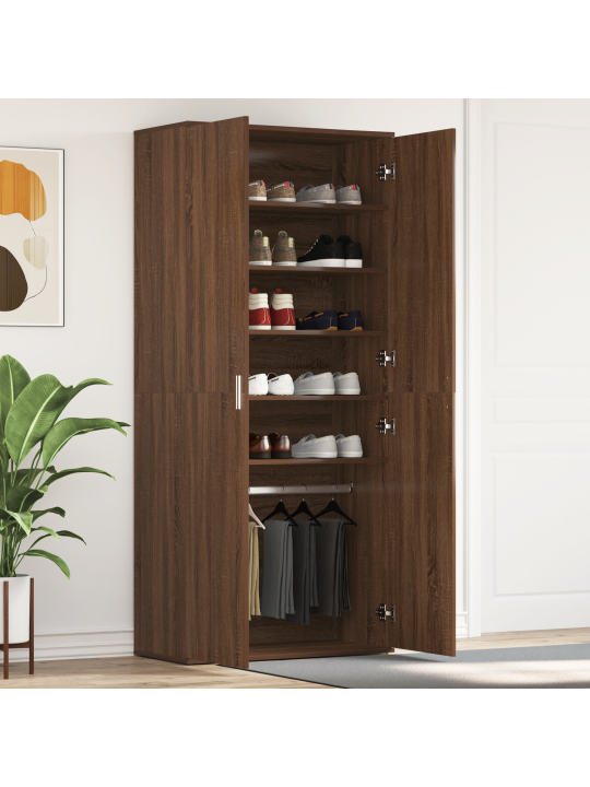Kenkäkaappi ruskea tammi 80x39x180 cm laminoitu puu