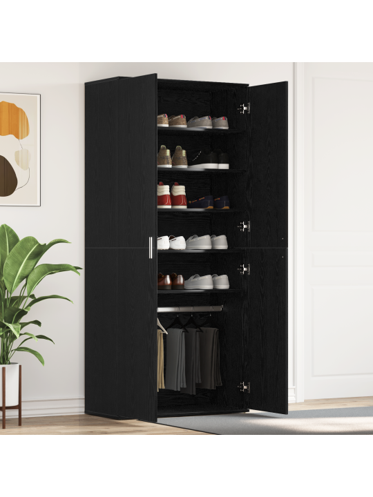 Kenkäkaappi musta tammipuu 80x39x180 cm käsitelty puu