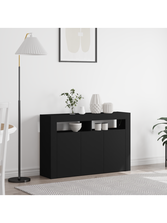 Sivupöytä musta valmistettu puu 116 x 30 x 75 cm sivupöytä