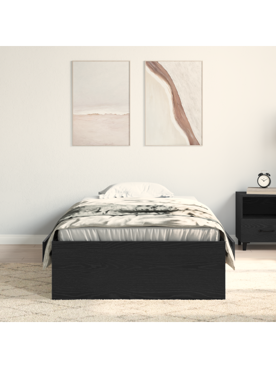 Sänkyrunko musta tammi 90x200 cm käsitelty puu