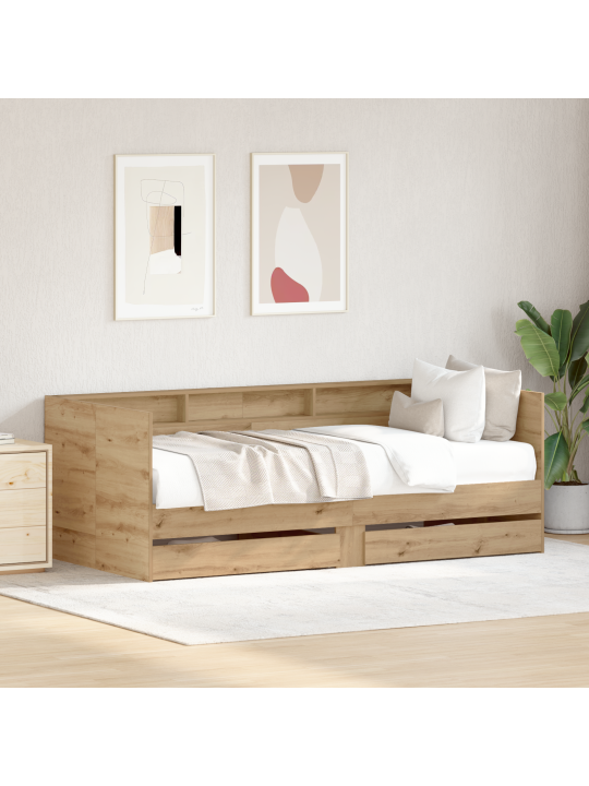 Päiväpeti laatikoilla käsityöläistammi tekninen puu 75 x 190 cm