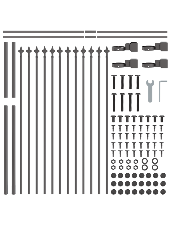 Puutarha-aita spear top harmaa 5,1x0,8 m teräs