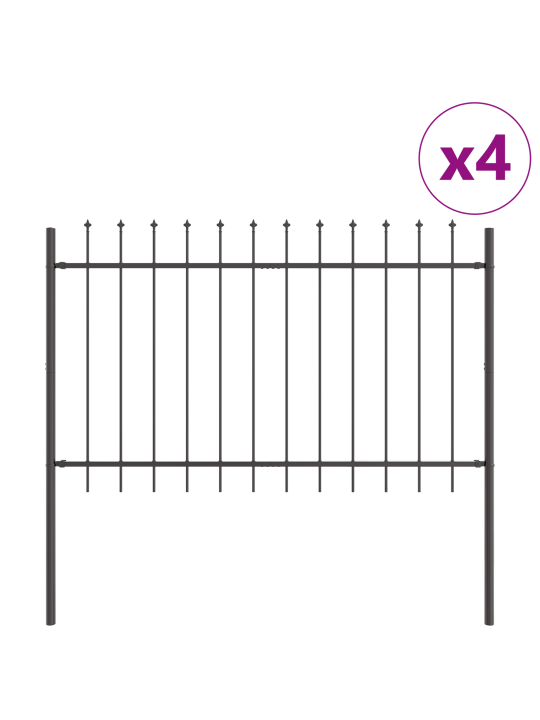 Puutarhaportti teräväkärkinen harmaa 6,8x1 m teräksestä