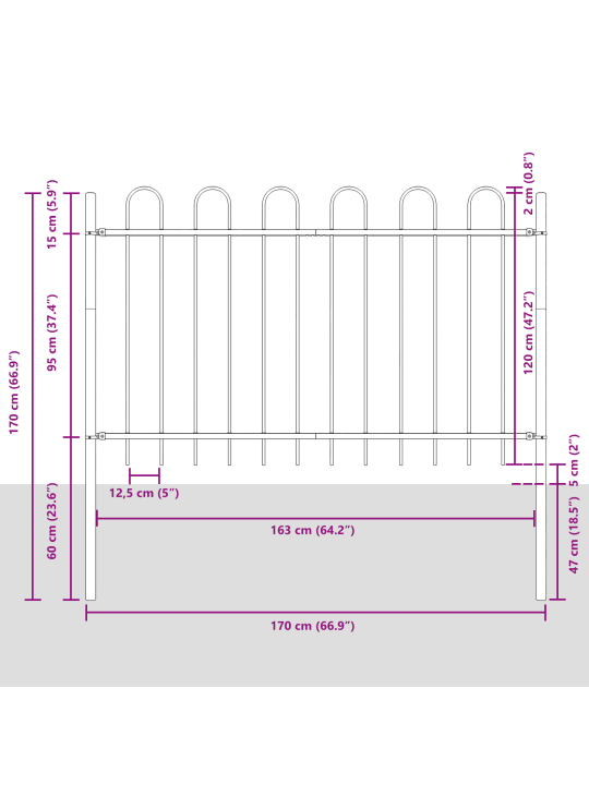 Puutarhaverkko hoop top harmaa 10,2x1,2 m teräs