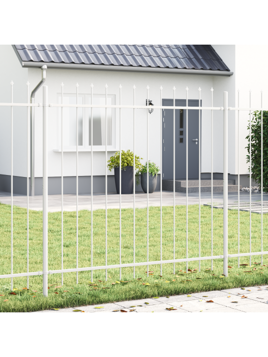 Puutarhakaide Piikkikärjellä Valkoinen 10,2x1,5 m Teräs