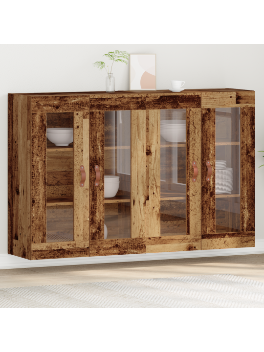Seinäkaapit 2 kpl vanha puu 69,5x34x90 cm